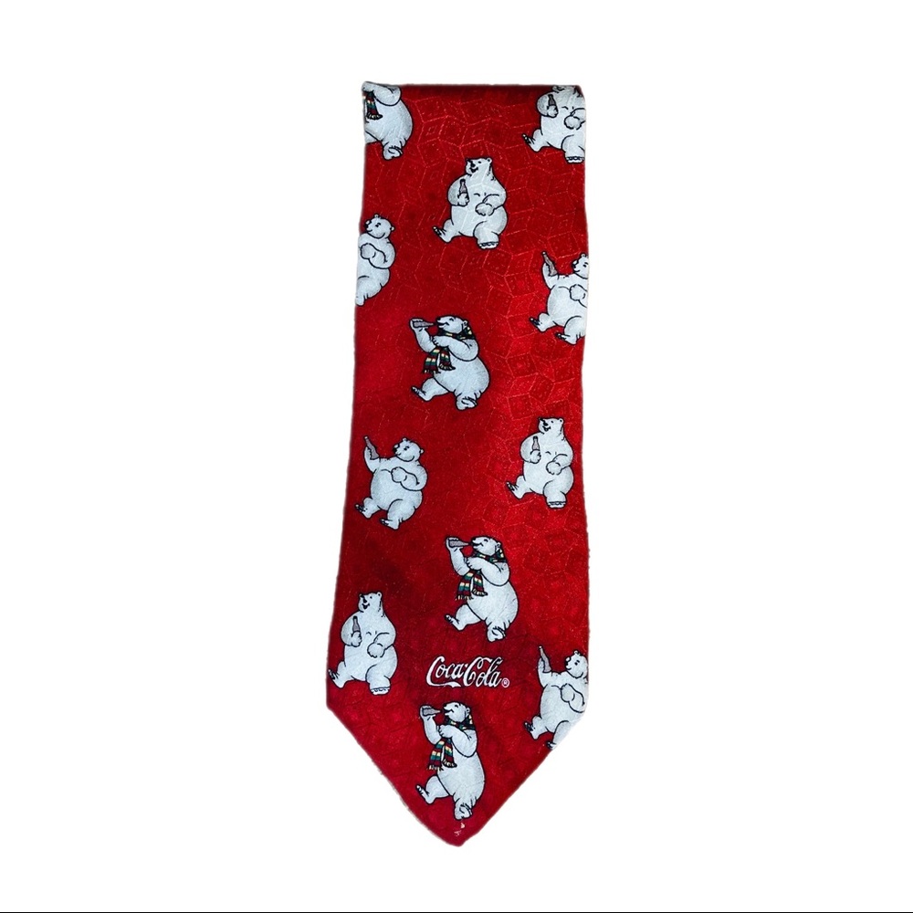 Coca Cola Polar Bear Red Necktie, 100% Silk
